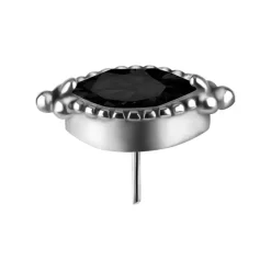 Nakrętka push in - z czarną cyrkonią - CoCr NF - srebrny - PI-006