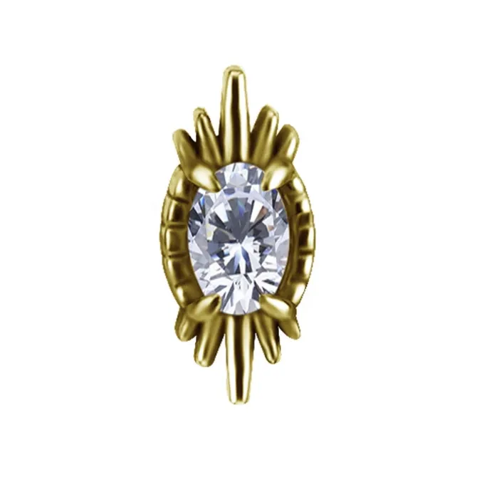 Nakrętka push in z białą cyrkonią - złota - PI-062