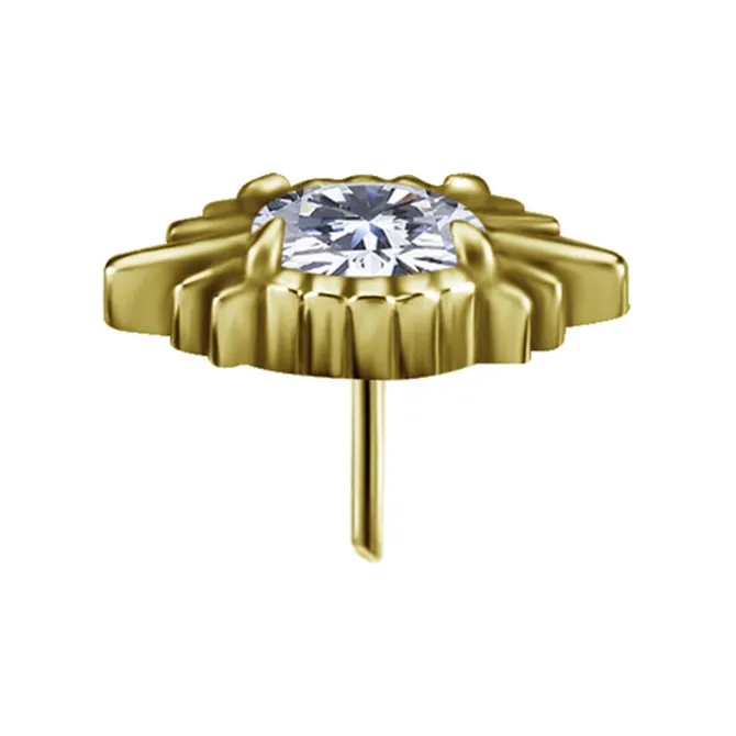 Nakrętka push in z białą cyrkonią - złota - PI-062