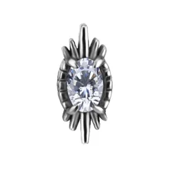 Nakrętka push in z białą cyrkonią - srebrny - PI-062