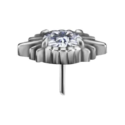 Nakrętka push in z białą cyrkonią - srebrny - PI-062