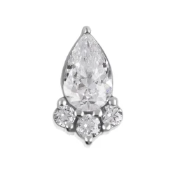 Nakrętka push in z białymi cyrkoniami - CoCr NF - srebrny - PI-061