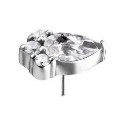 Nakrętka push in z białymi cyrkoniami - CoCr NF - srebrny - PI-061