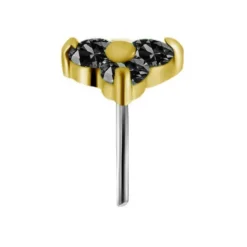 Nakrętka złoto 18K - trójkąt z czarnymi cyrkoniami - GD18K-019