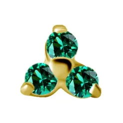 Nakrętka złoto 18K - trójkąt z morskimi cyrkoniami - GD18K-019