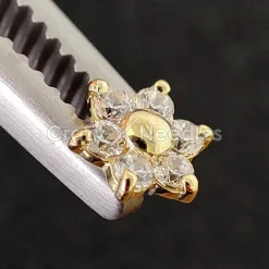 Nakrętka złoto 18K - złoty kwiat z białymi cyrkoniami - GD18K-002