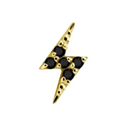 Nakrętka złoto 18K błyskawica z czarnym spinelem - lewy - GD18K-053