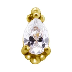 Nakrętka złoto 18K ozdobna z białą cyrkonią - GD18K-017