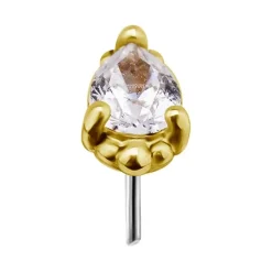 Nakrętka złoto 18K ozdobna z białą cyrkonią - GD18K-017