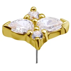 Nakrętka złoto 18K ozdobna z białymi cyrkoniami - GD18K-046