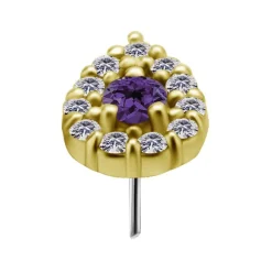 Nakrętka złoto 18K ozdobna z białymi cyrkoniami i ametystem - GD18K-047