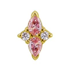 Nakrętka złoto 18K ozdobna z różowymi i białymi cyrkoniami - GD18K-046