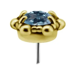 Nakrętka złoto 18K ozdobny z niebieskim Topazem - GD18K-021