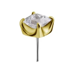 Nakrętka złoto 18K z białą cyrkonią - GD18K-023