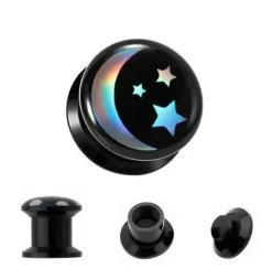 Plug akrylowy odkręcany - księżyc gwiazdy noc - PT-022