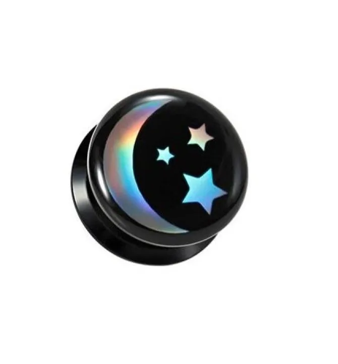 Plug akrylowy odkręcany - księżyc gwiazdy noc - PT-022