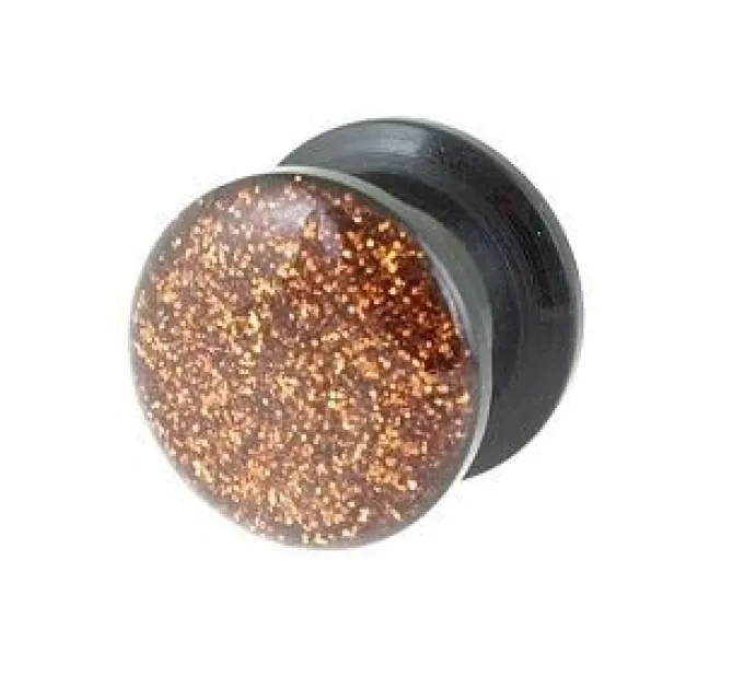 Plug akrylowy odkręcany - złoty brokatowy - PT-009