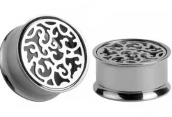 Plug ozdobny ażurowy srebrny - PT-015