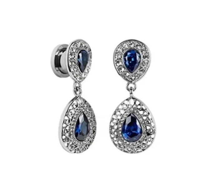 Plug ozdobny długi ażurowy z cyrkoniami - PT-057