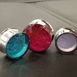 Plug siodłowy - fioletowy brokat - srebrny - PT-164