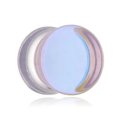 Plug szklany siodłowy - różowy opalizujący - PT-078