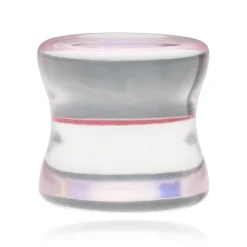 Plug szklany siodłowy - różowy opalizujący - PT-078