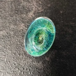 Plug szklany siodłowy owalny kosmiczny kolorowy - PT-097