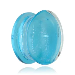 Plug szklany siodłowy owalny kosmiczny niebieski - PT-097