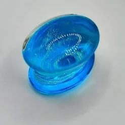 Plug szklany siodłowy owalny kosmiczny niebieski - PT-097