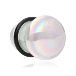 Plug szklany z o-ringiem - różowy perłowy - PT-028