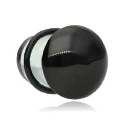 Plug szklany z o-ringiem - czarny - PT-035