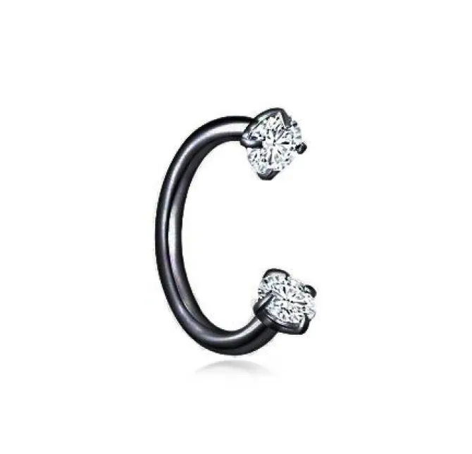 Podkowa czarna z cyrkonią - P-004