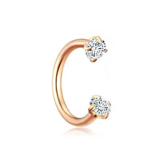 Podkowa różowe złoto z cyrkonią - gwint wewnetrzny - P-004