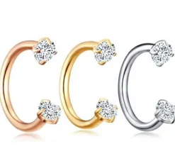 Podkowa różowe złoto z cyrkonią - gwint wewnetrzny - P-004