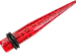 Rozpychacz taper do uszu - gwiazdki - czerwony - RT13