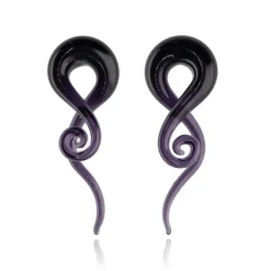 Szklane Spirale łabędź fioletowe - para - PT-167