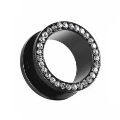 Tunel - czarny z białymi cyrkoniami - PT-003