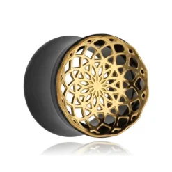 Tunel - złota mandala - czarny - PT-047