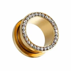 Tunel - złoty z białymi cyrkoniami - PT-003