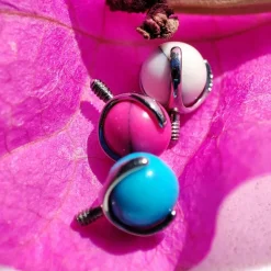 Tytanowa nakrętka - niebieski Howlit - srebrna - TNA-020