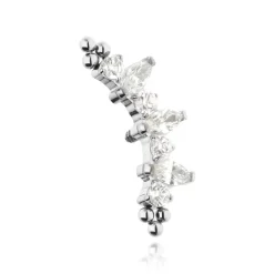 Tytanowa nakrętka cluster z białymi cyrkoniami - srebrna - TNA-037