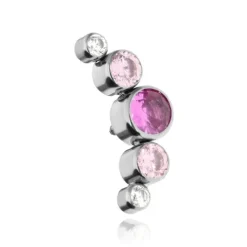 Tytanowa nakrętka cluster z różowymi cyrkoniami - srebrny - TNA-197