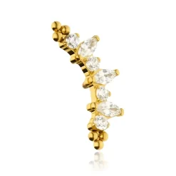 Tytanowa nakrętka cluster z białymi cyrkoniami - złota - TNA-037