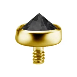 Tytanowa nakrętka Dermal złota - czarna Premium Zirconia - TNA-058