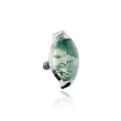 Tytanowa nakrętka łezka z Agatem Mszystym - srebrny - TNA-100