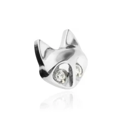 Tytanowa nakrętka lis z białymi cyrkoniami - srebrna - TNA-044