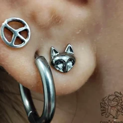 Tytanowa nakrętka lis z białymi cyrkoniami - srebrna - TNA-044