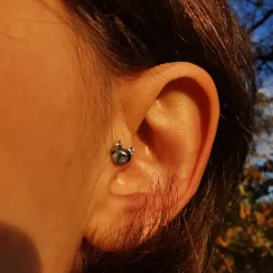 Tytanowa nakrętka lis z białymi cyrkoniami - srebrna - TNA-044