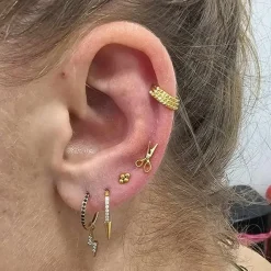 Tytanowa nakrętka nożyczki z białą cyrkonią - srebrne - TNA-050