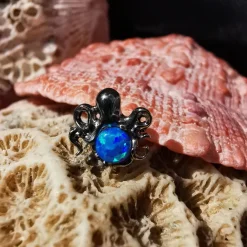 Tytanowa nakrętka ośmiornica z opalem OP05 - srebrny - TNA-188